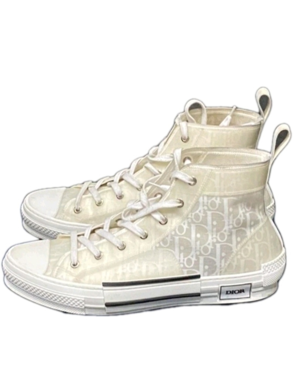 DIOR B23 League High-Top Sneaker White and Cream Dior Canvas EU 42 US Men's Sz 9